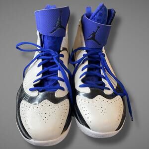 NWOT Men's 11.5 NIKE Air Jordan '12E' White Old Royal' Blue/Black Leather Shoes